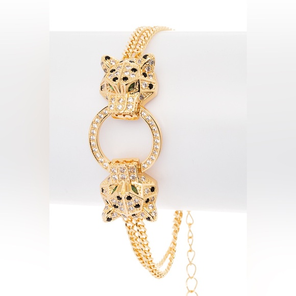 Leopard Animal Print Cubic Zirconia Bracelet - Picture 1 of 4